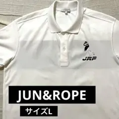 ●ジュンアンドロペ●ポロシャツ L 白黒 ゴルフ ホワイト メンズ 半袖