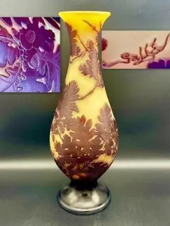 【51cm博物館級】 エミールガレ 椎実文花瓶 ドングリ Emile Galle