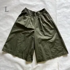 MUJI 無印良品　 ガウチョパンツ ワイドパンツ　光沢感　グリーン　Lサイズ