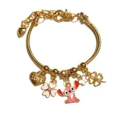 スティッチ ブレスレット アクセサリー ディズニーキャラクター ピンク ゴールド