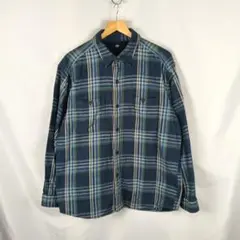 UNIQLO　ユニクロ　ネルシャツ　ブルー系　チェック　L　コットン　B3550