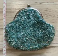 ビンテージ　ビーズ刺繍 がま口ポーチ