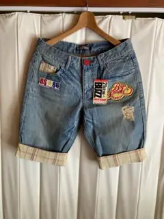 【新品】BUZZ SPUNKY（バズスパンキー）ロールアップ　ショート　デニム