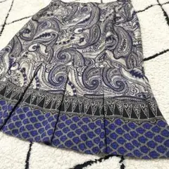 ARTISAN シルク100%ひざ丈スカート ペイズリー9 M