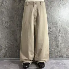 OLD〈ワイドコットンチノパンツ 00s 2タック W36 L32 ベージュ〉