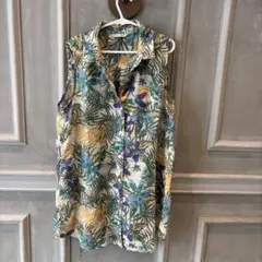 ペルゾディア　ノースリーブカットソー　花柄ノースリーブシャツ