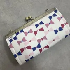 リボン柄*カラフルリボン2wayがま口口金*通帳*布財布*通帳ケースハンドメイド