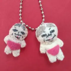 ハンドメイド　フェルトマスコット ミニ&ミニミニおじさん2人