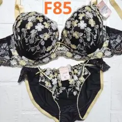 【新品未使用】格安！ブラショーツセット F85 10557 黒 脇高 フェミニン
