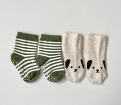 UNIQLO ベビーソックス 9-12cm 犬/ボーダー