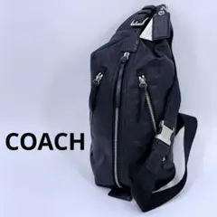 COACH コーチ トンプソン レザー ボディバッグ 黒 斜め掛け ショルダー