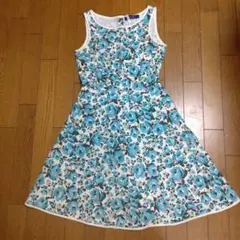 エムズグレイシー　青い花柄ノースリーブワンピース　サイズ38