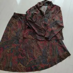 DAKS 日本製オシャレなレトロペイズリー柄 スカートセットアップ13号#27