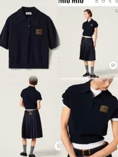 MIU MIU ボタン付きポロシャツ 38 MiuMiu(ミュウミュウ)のレディース ポロシャツ 人気アイテム