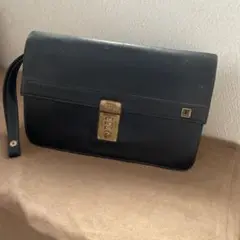 dunhill ブラック レザー クラッチバッグ