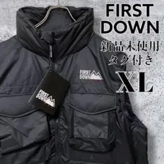 【新品未使用・タグ付・希少XL】FIRST DOWN ダウンベスト 黒 収納多数