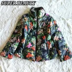 美品✨SUPER BEAUTY ダウンジャケット 花柄 超軽量 総柄 40サイズ