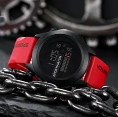 980□SPORTWATCH デジタル腕時計 赤cg67ki