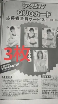 漫画アクション　8月5日号　えなこ　全員サービス　払込用紙　3枚
