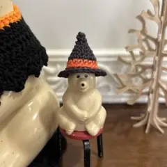ミニ⭐︎しろくま貯金箱⭐︎ならぶんです⭐︎ハロウィン⭐︎とんがり魔女帽子⭐︎オレンジ