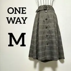 oneway クラシカル グレンチェック ロングスカート M ベルト付