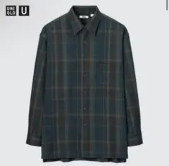 美品 ユニクロ U フランネルオーバーサイズチェックシャツ（長袖） L