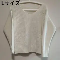 GU　ホワイト ニット　アクリル　セーター　レディース　Lサイズ　白　ジーユー