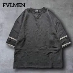美品【FVLMEN】ラインデザイン プルオーバー 五分袖Tシャツ 韓国 男女兼用