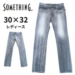 サムシング ストレートデニム フェード加工 レディース ヴィンテージ L