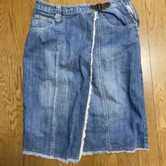 Discoat 膝丈タイトブルーデニムラップスカート