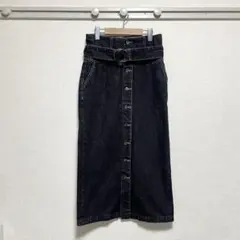 【美品】mystywoman(ミスティウーマン)ベルトデニムロングタイトスカート