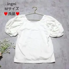 良品　イング　プルオーバー　半袖　ボリューム袖　大人かわいい　上品　Мサイズ