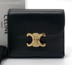 ⭐️ 新作 極美品 セリーヌ トリオンフ コンパクト 折り財布 ブラック 鑑定済
