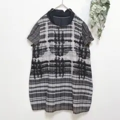diberry☆チェック柄チュニック☆42☆グレー系☆薄手☆透け感☆カジュアル