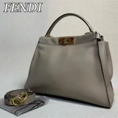 412B34|美品|フェンディ ピーカブー 2WAYバッグ ダブグレー べっ甲