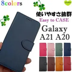 Galaxy A21 A20 レザー ケース 手帳型 ギャラクシー ネイビー