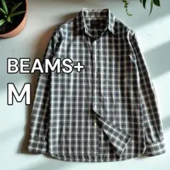 ビームスプラス チェック ボタンダウン 長袖シャツ M グリーン ネイビー 白