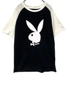 PLAYBOY ラグランTシャツMプレイボーイ 切替Tシャツ　古着T