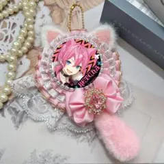 痛ロゼット ピンク　猫耳　しっぽ　No.69