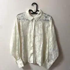 美品　ZARABASIC 花柄　ブラウス　透け感トップス　オフィスカジュアル