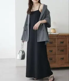 DISCOAT 【WEB限定】ワッフルキャミワンピース　ブラック　M