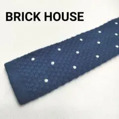 ネクタイ　BRICK HOUSE　スクエアエンド　スクエアカット　青　白　ドット