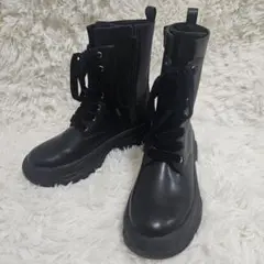 未使用級☆ COEL コエル レースアップブーツ レザー サイドジップ COEL Online Storeフロントジップブーツ(35 ブラック): SHOES