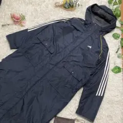 アディダス adidas ベンチコート ネイビー フード 大きいサイズ L