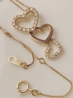 14kダイヤモンド揺れるハートのネックレス