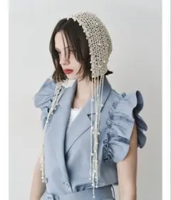 パールクロシェ ボンネット 帽子