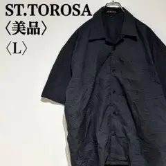 【美品】ST.TOROSA　日本製　半袖シャツ　しわ加工　メンズL