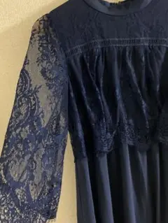 ☘️Lily Calin レーシーケープ ドレス　ネイビー　オンワード樫山