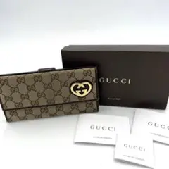 美品❤️GUCCI ❤️グッチ 長財布 ラブリーハート ウォレット 茶 ブラウン
