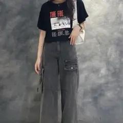 RAY CASSIN グランジプリントTシャツ ブラック